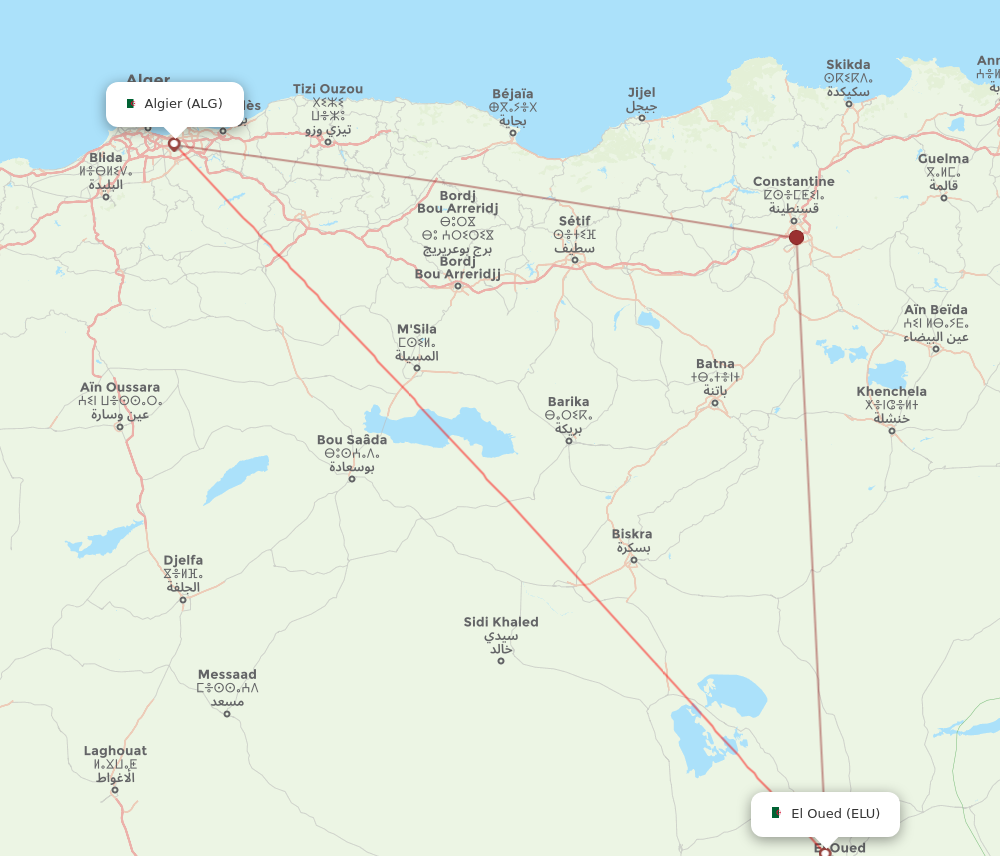 ELU to ALG flights and routes map