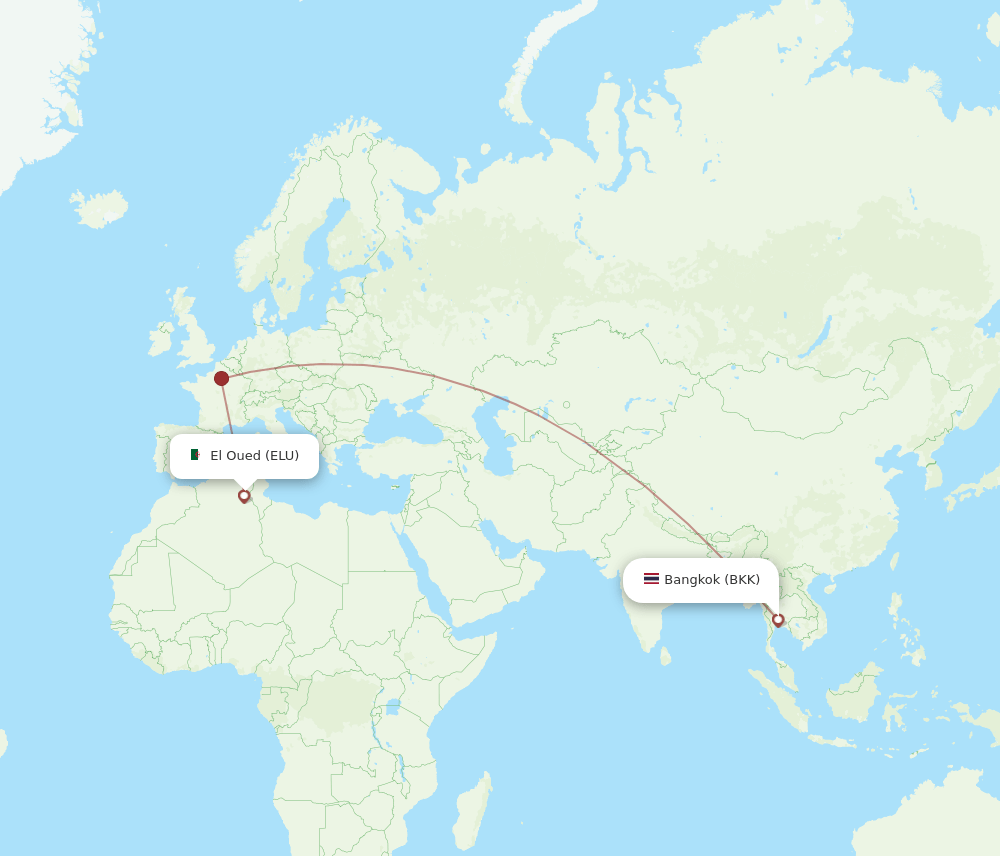 ELU to BKK flights and routes map
