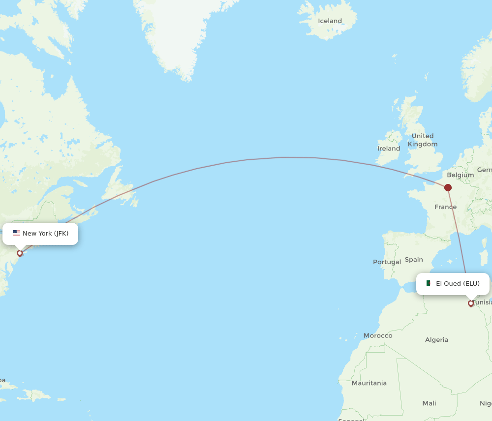 ELU-JFK flight routes