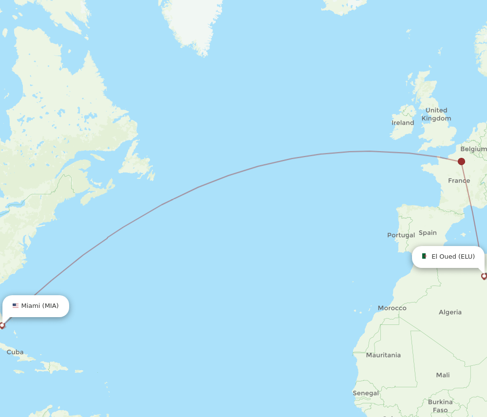 ELU-MIA flight routes