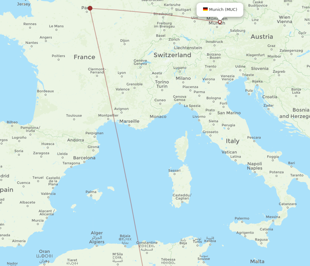 ELU-MUC flight routes