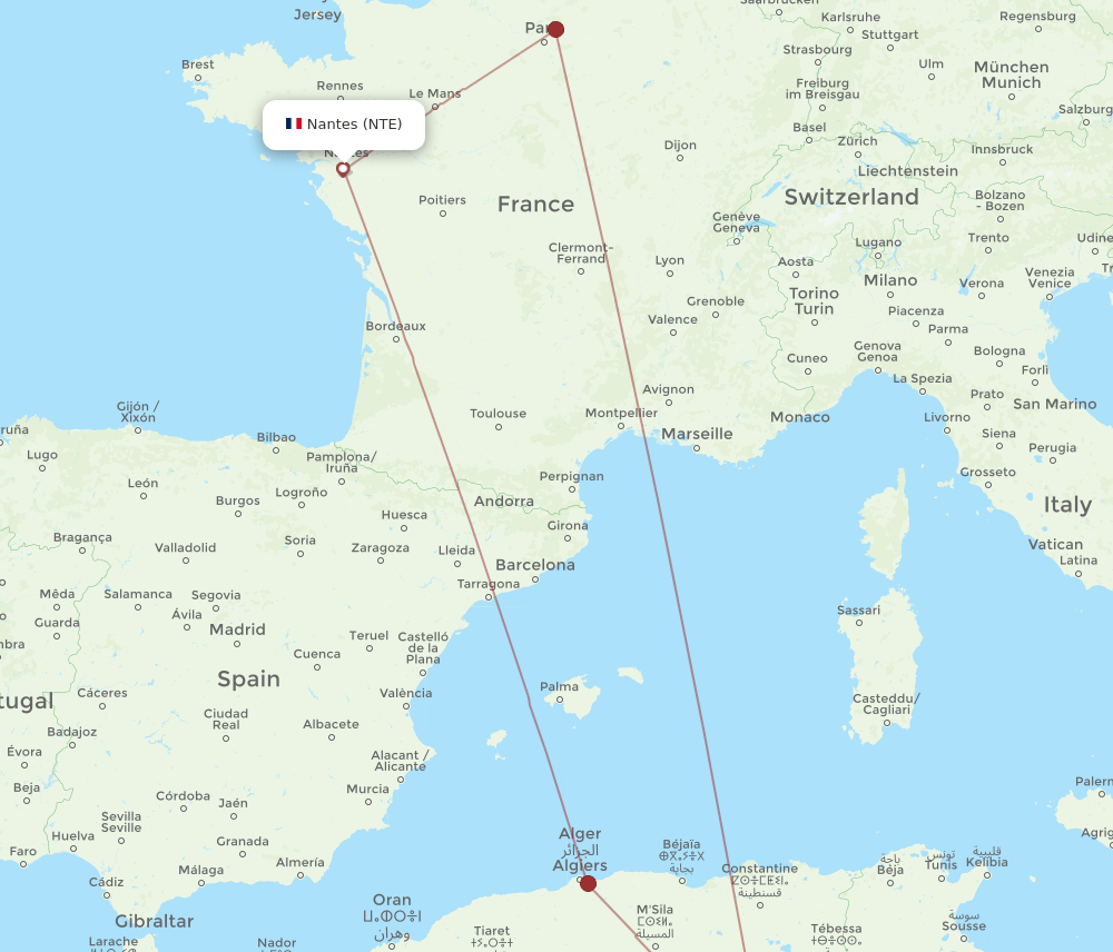 ELU-NTE flight routes