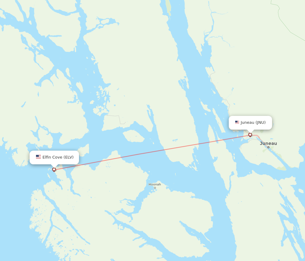 Elfin Cove - Juneau route map and flight paths