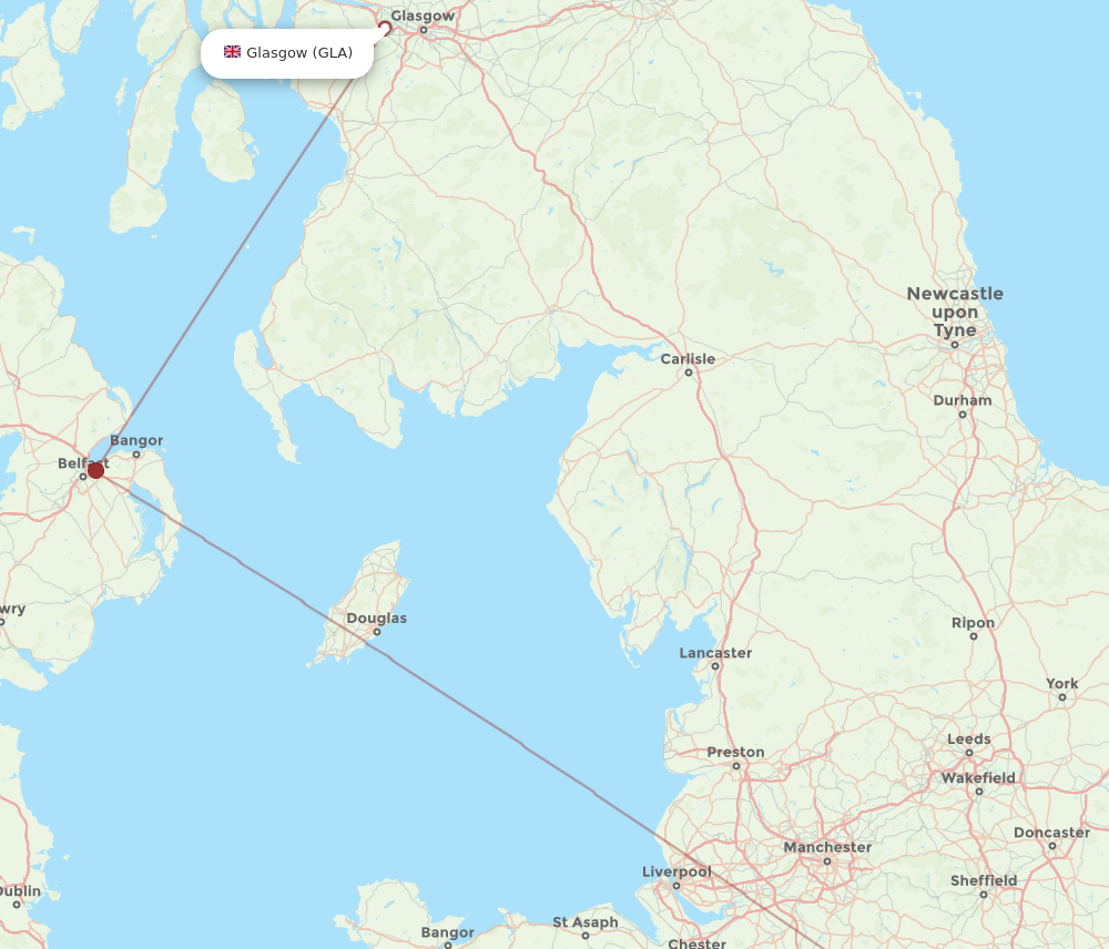 EMA to GLA flights and routes map