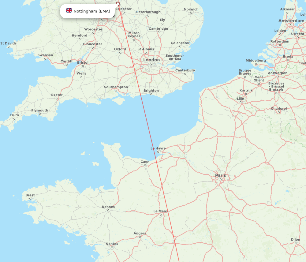 Leicestershire - Limoges route map and flight paths