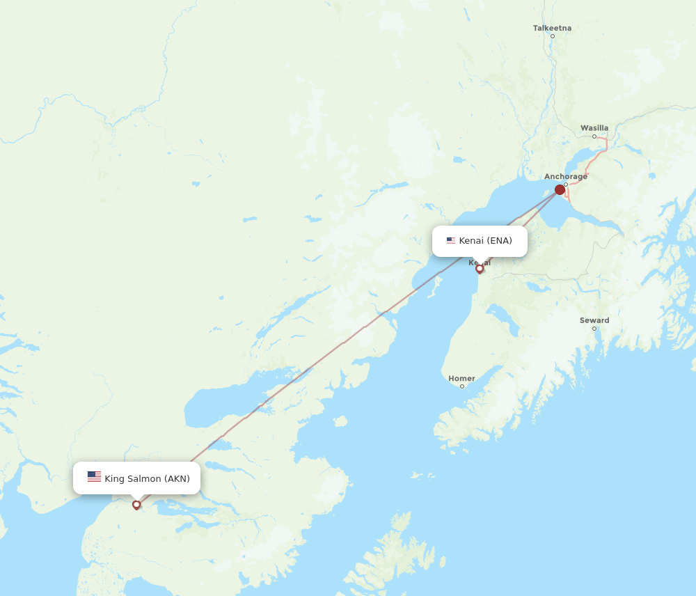 ENA to AKN flights and routes map