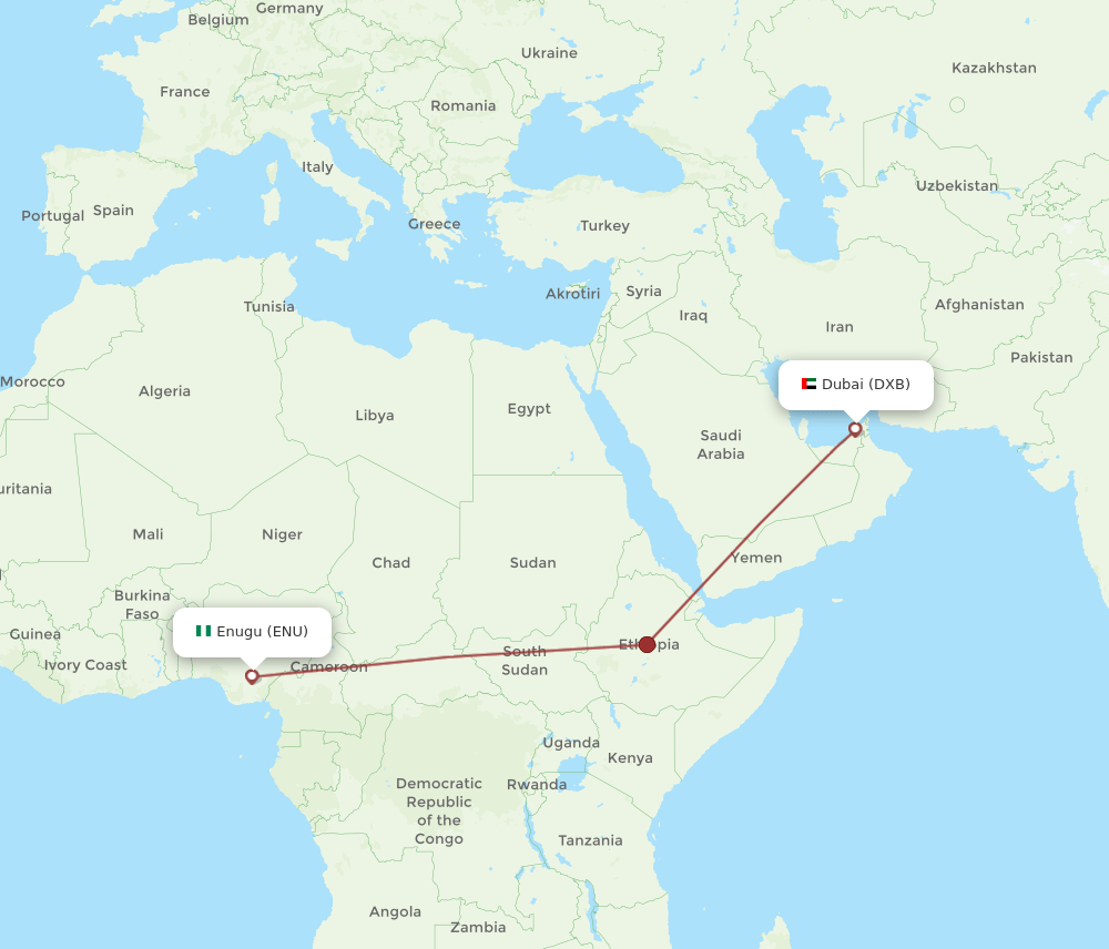 ENU-DXB flight routes