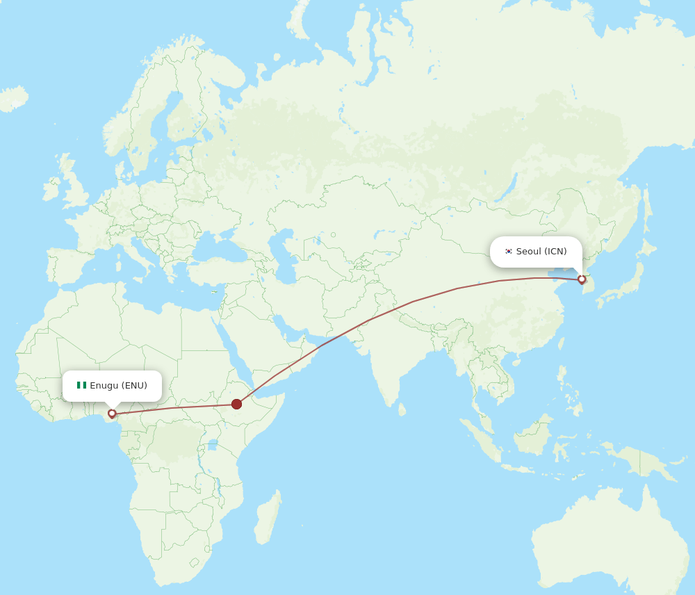 ENU to ICN flights and routes map