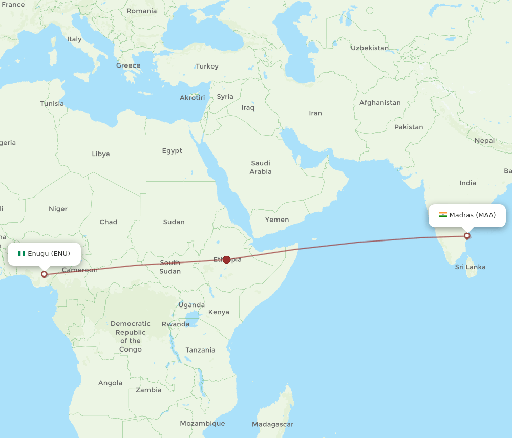 ENU to MAA flights and routes map