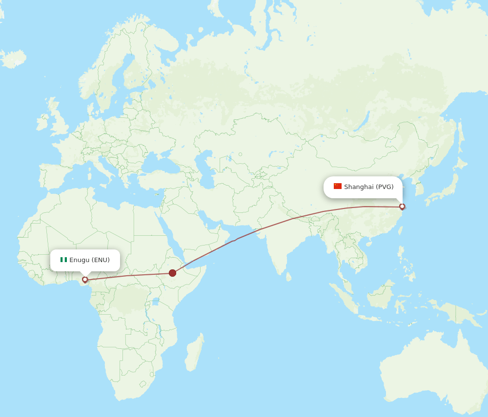 ENU to PVG flights and routes map
