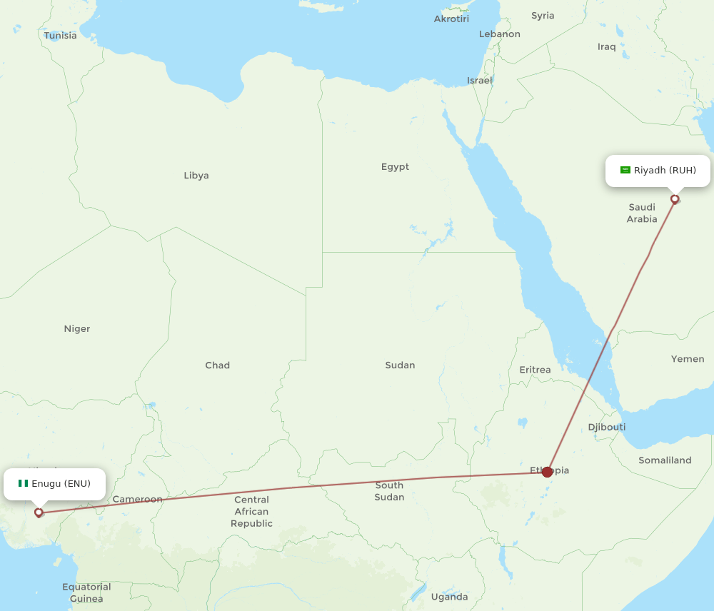 ENU-RUH flight routes