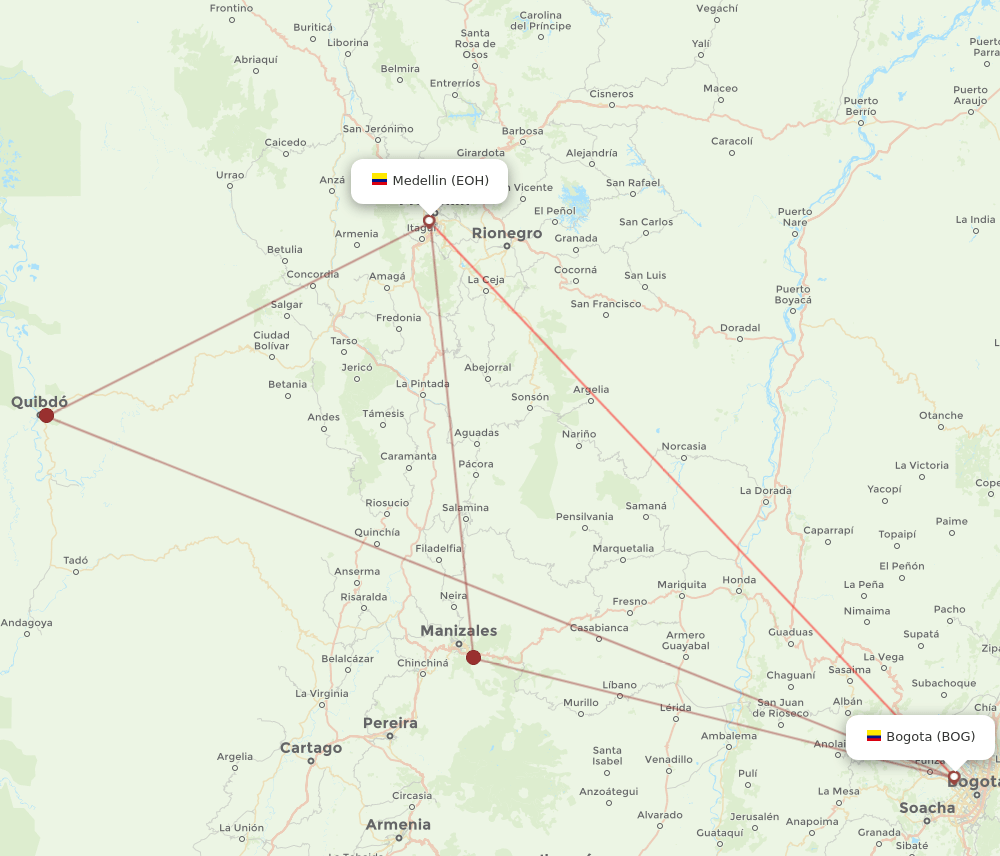 EOH to BOG flights and routes map