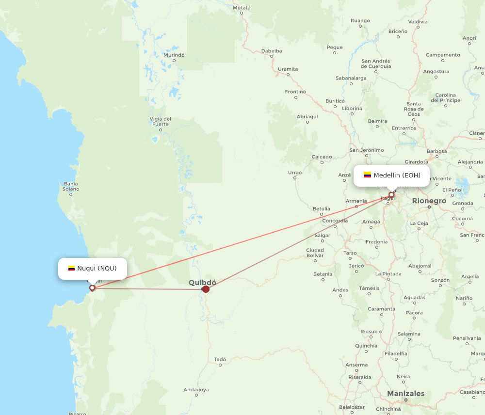 EOH to NQU flights and routes map