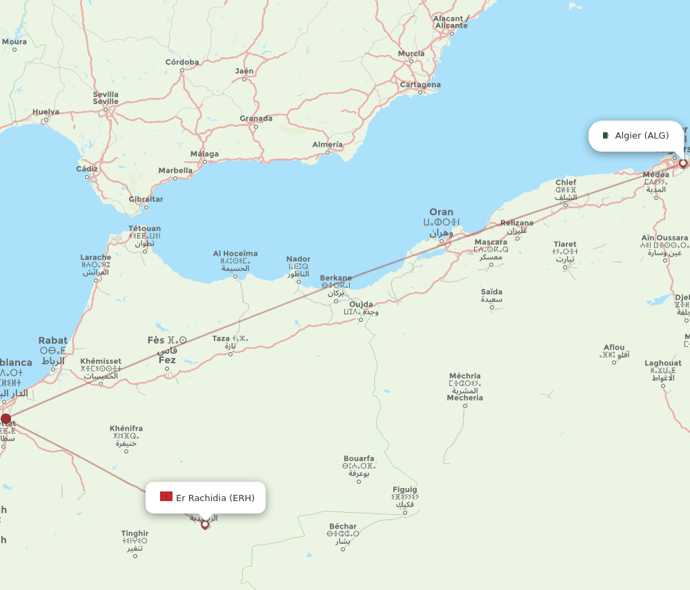 ERH to ALG flights and routes map