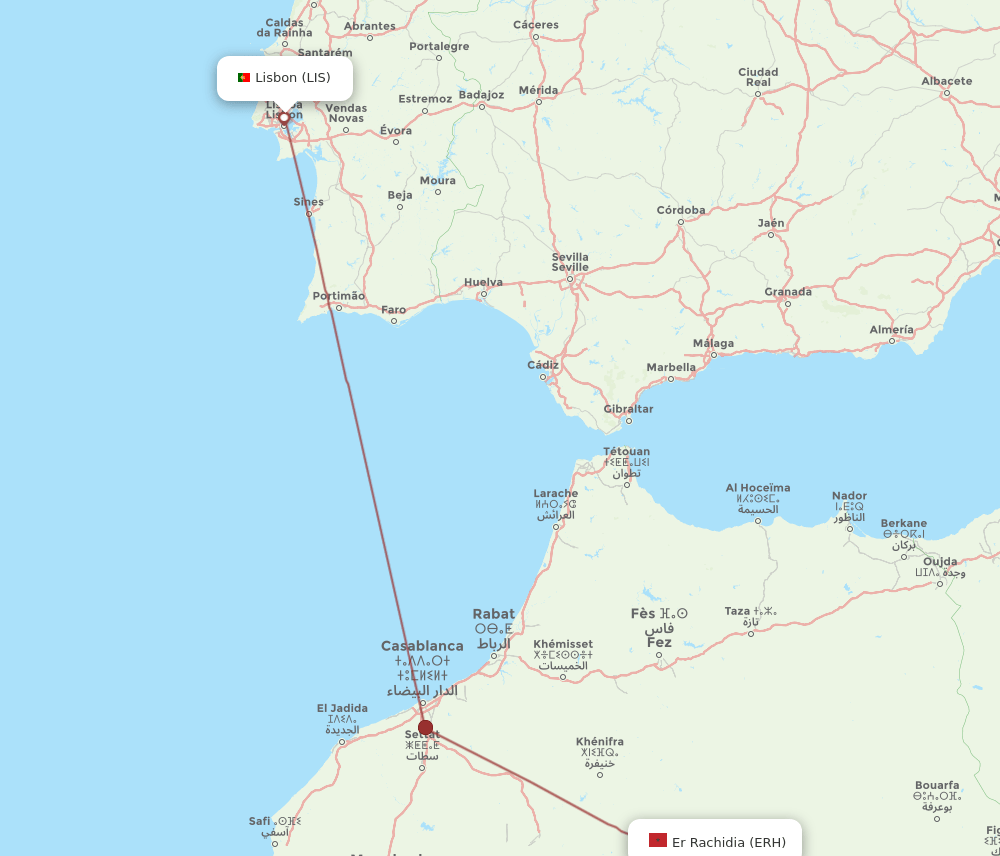 ERH-LIS flight routes