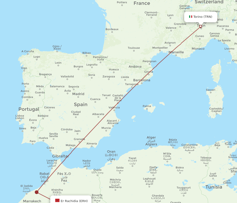 ERH-TRN flight routes