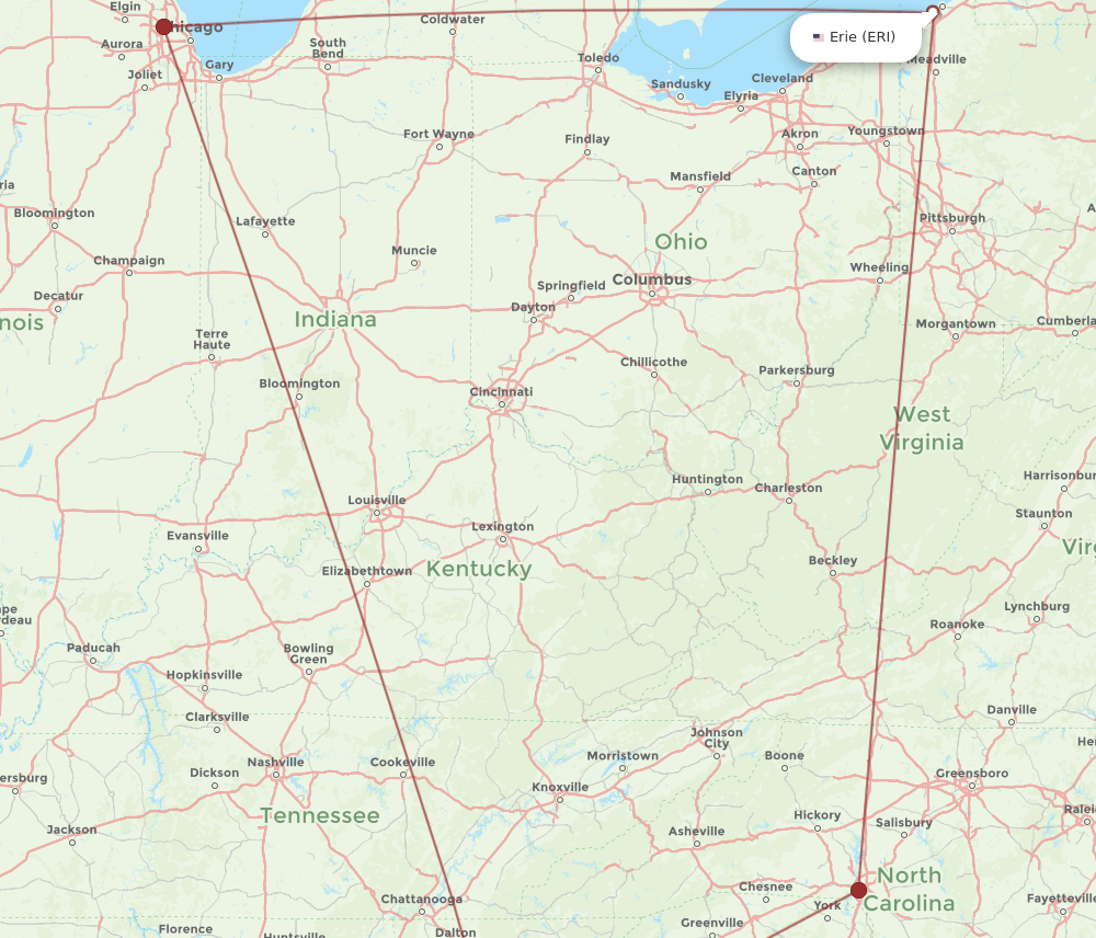 ERI-ATL flight routes