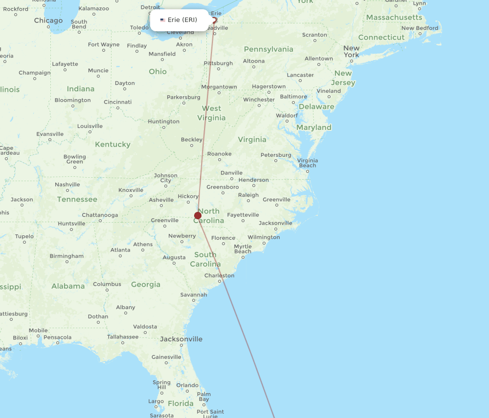 ERI to ELH flights and routes map