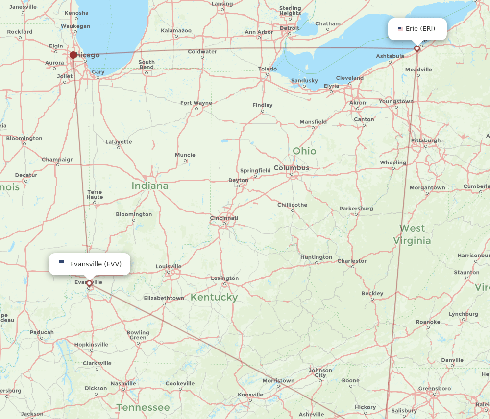 ERI-EVV flight routes