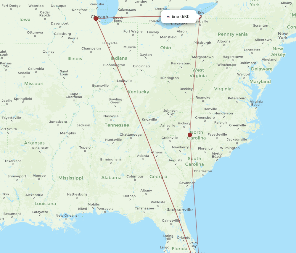 ERI-FLL flight routes
