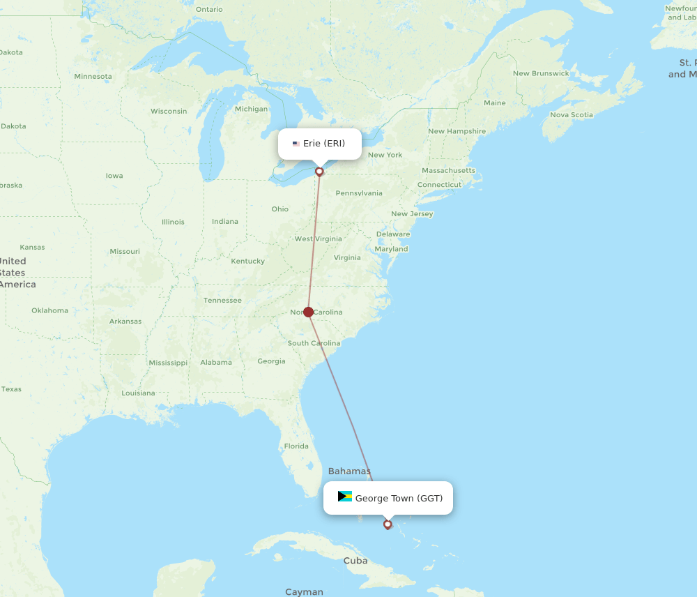 ERI-GGT flight routes