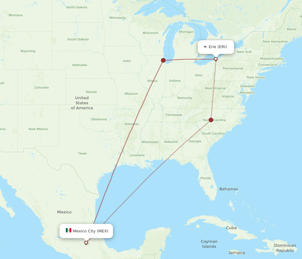 ERI-MEX flight routes