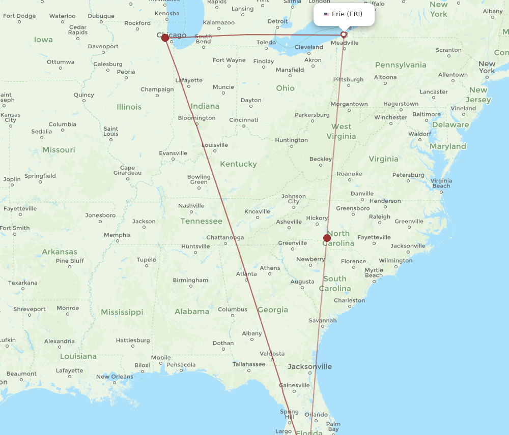 ERI-RSW flight routes