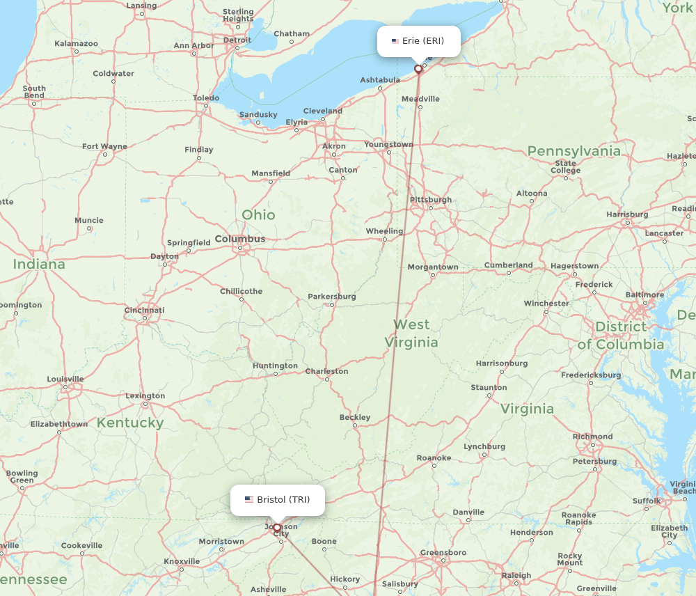 ERI-TRI flight routes