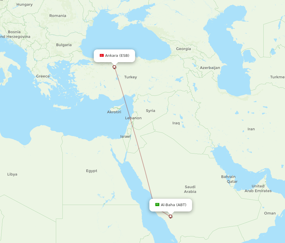 Ankara - Al-Baha route map and flight paths