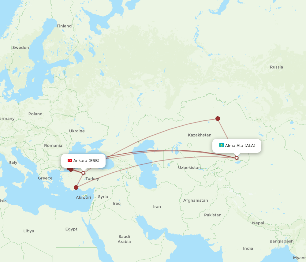 ESB-ALA flight routes