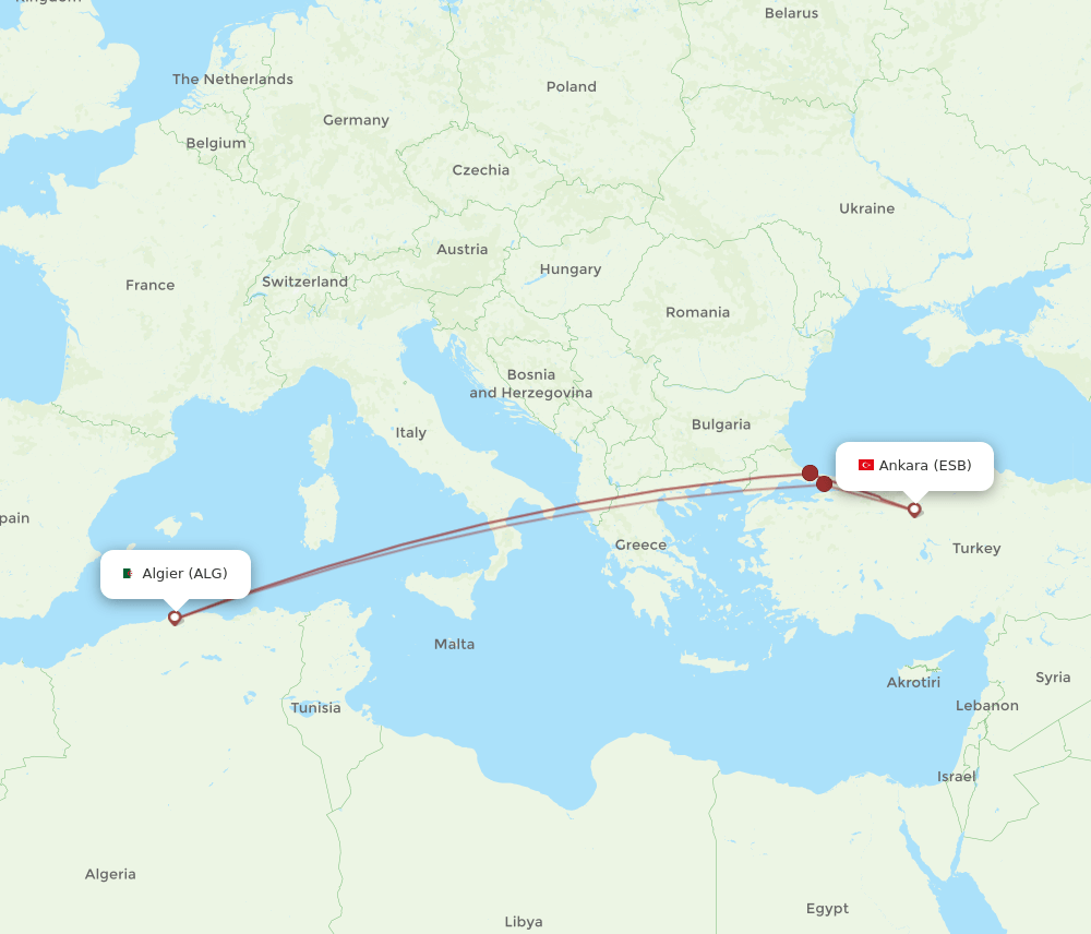ESB-ALG flight routes
