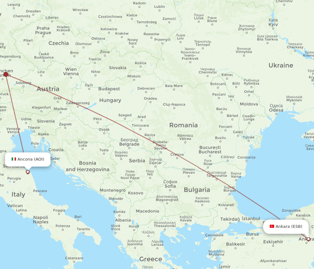 ESB to AOI flights and routes map