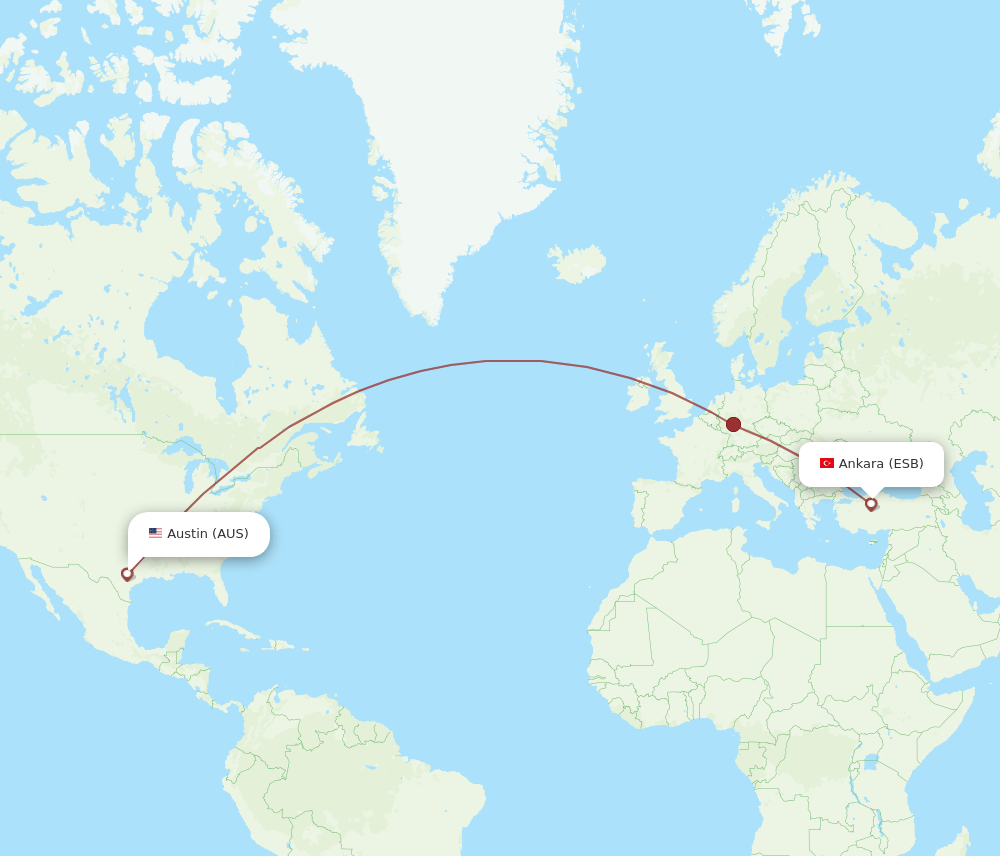 ESB-AUS flight routes