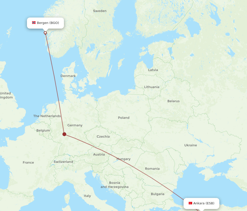 ESB-BGO flight routes