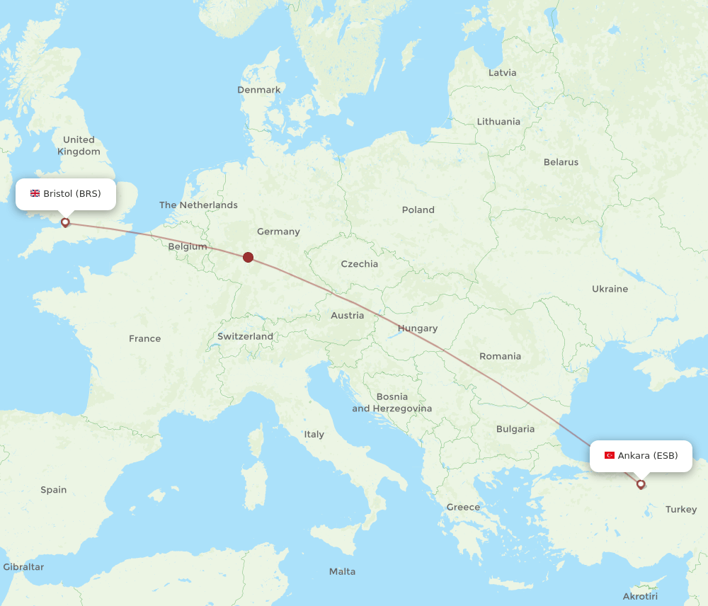 ESB-BRS flight routes