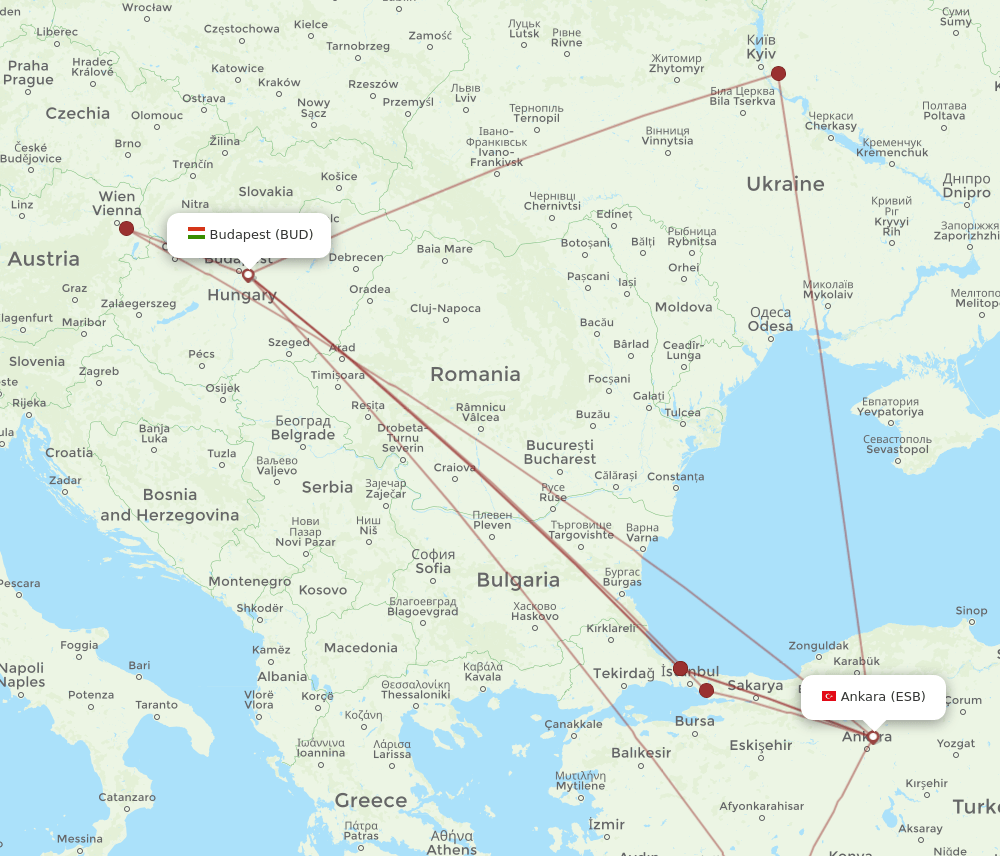 ESB-BUD flight routes