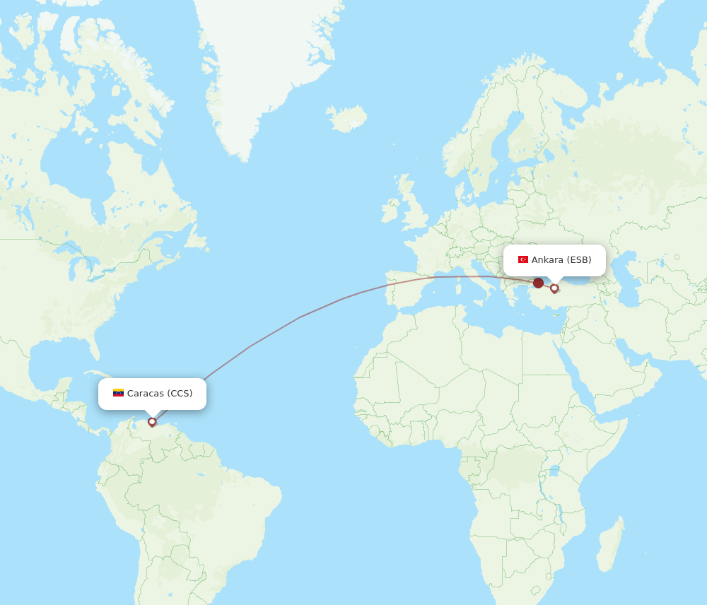 ESB to CCS flights and routes map