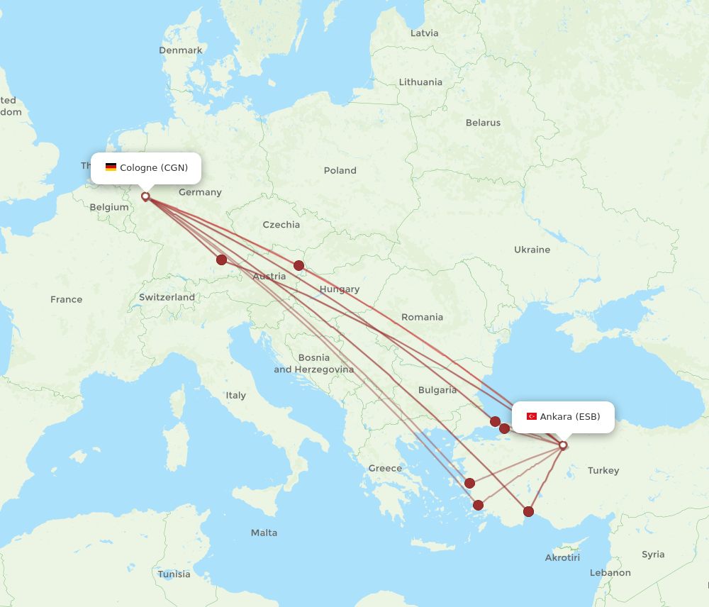 ESB-CGN flight routes