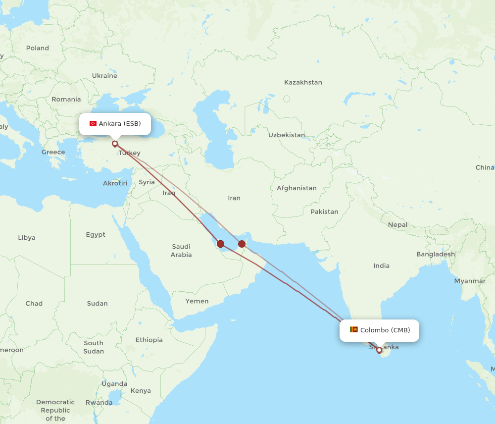 ESB-CMB flight routes