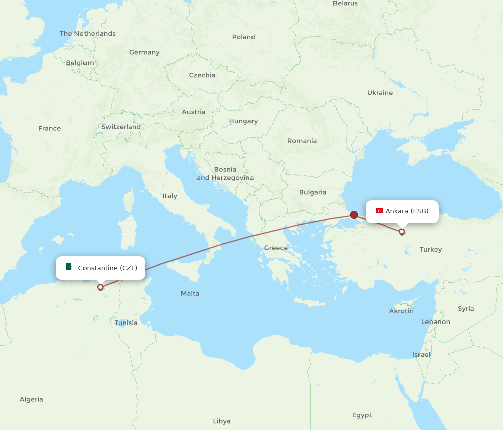 ESB-CZL flight routes