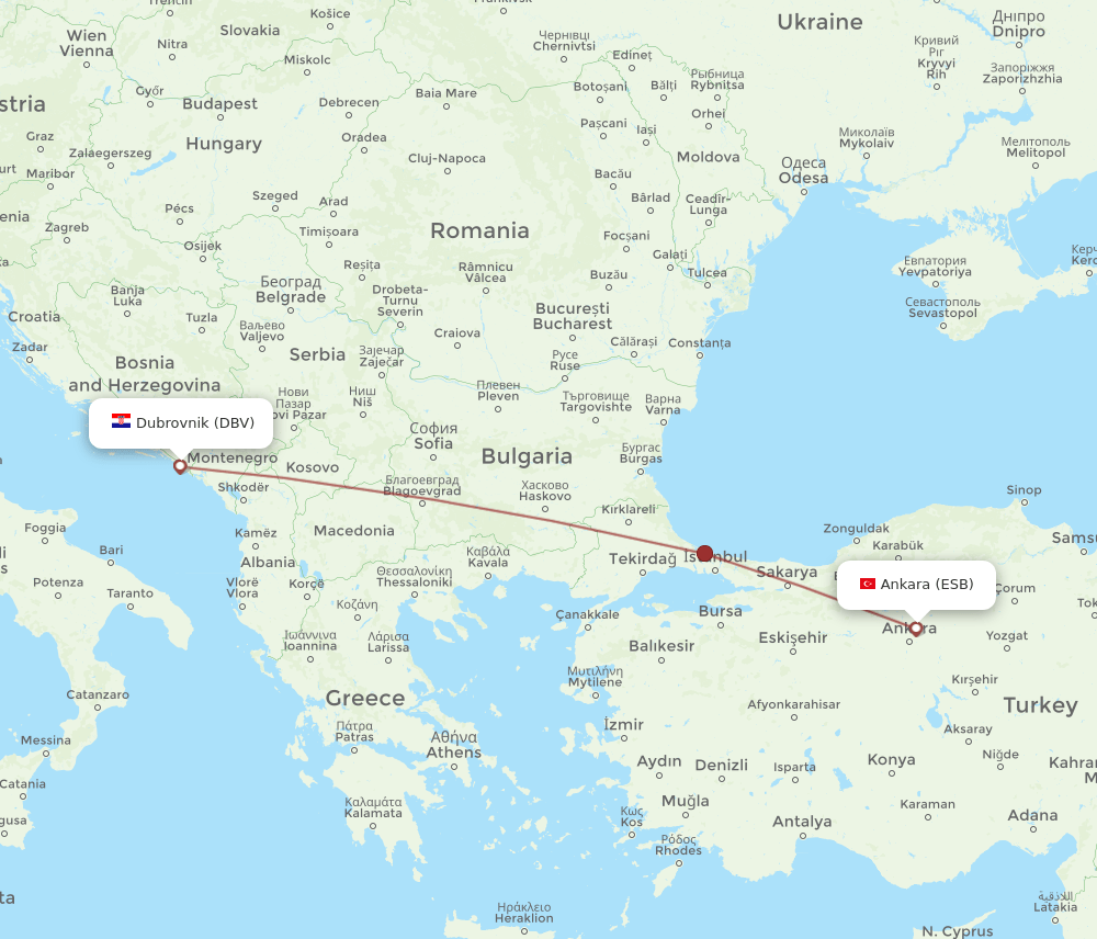 ESB-DBV flight routes