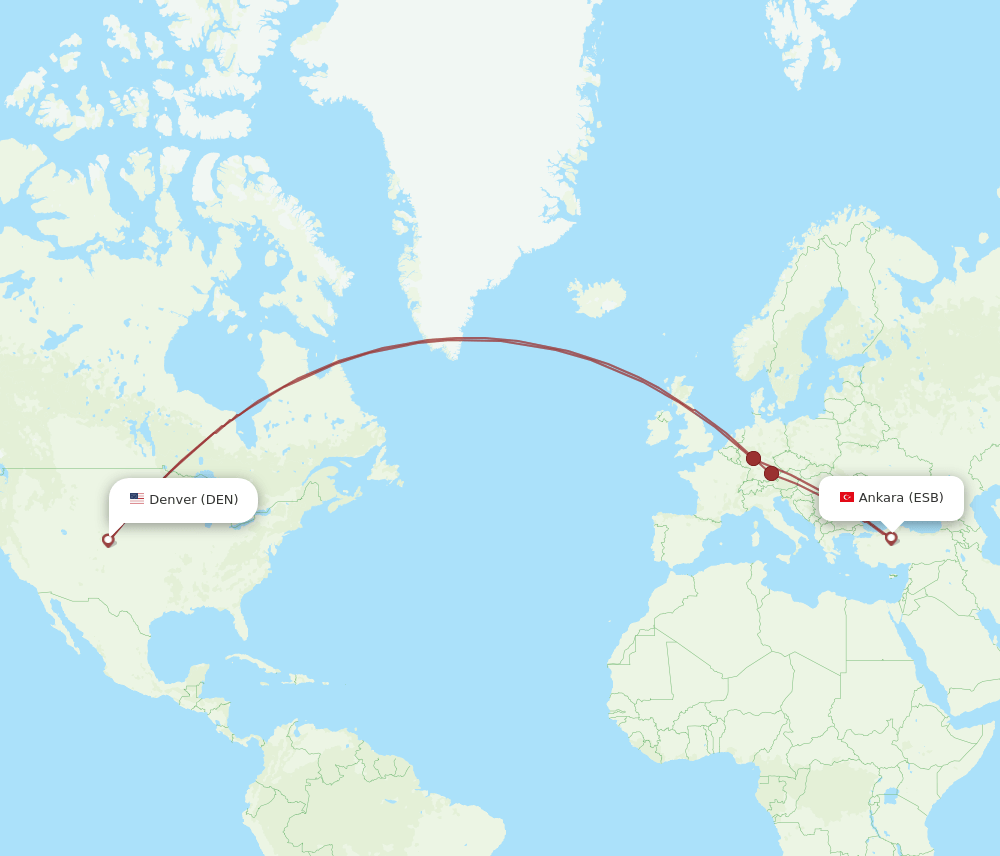 ESB-DEN flight routes