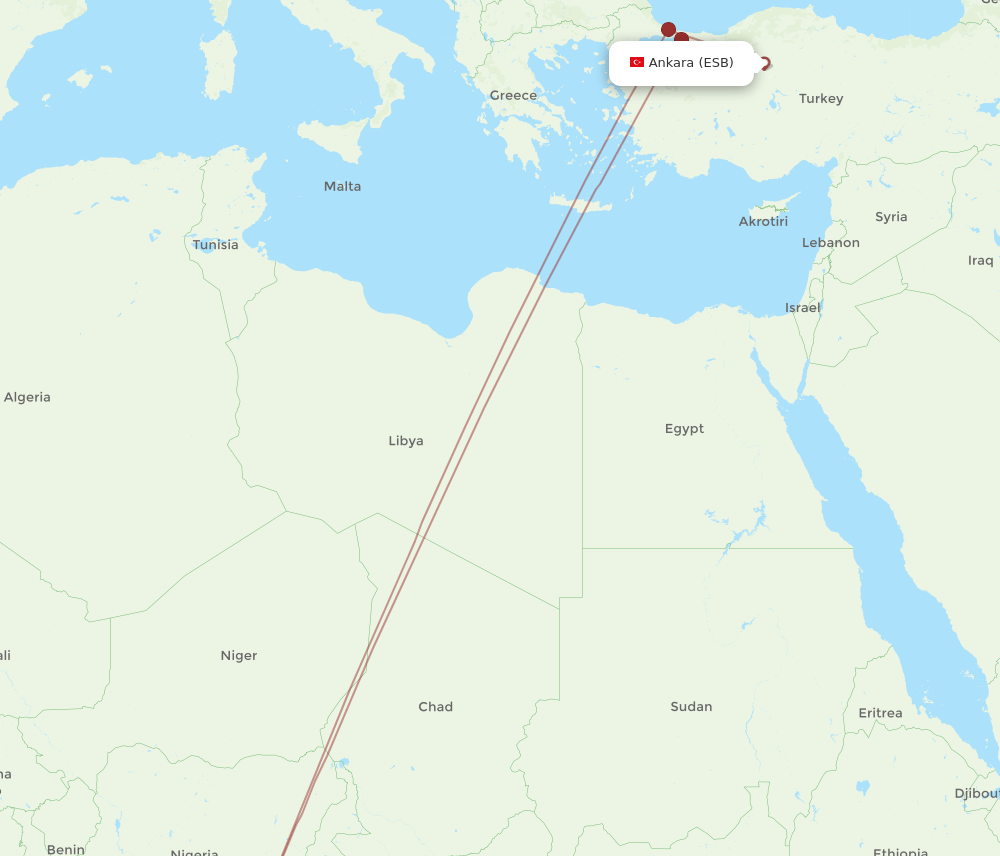 ESB-DLA flight routes