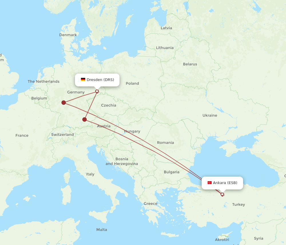 ESB-DRS flight routes