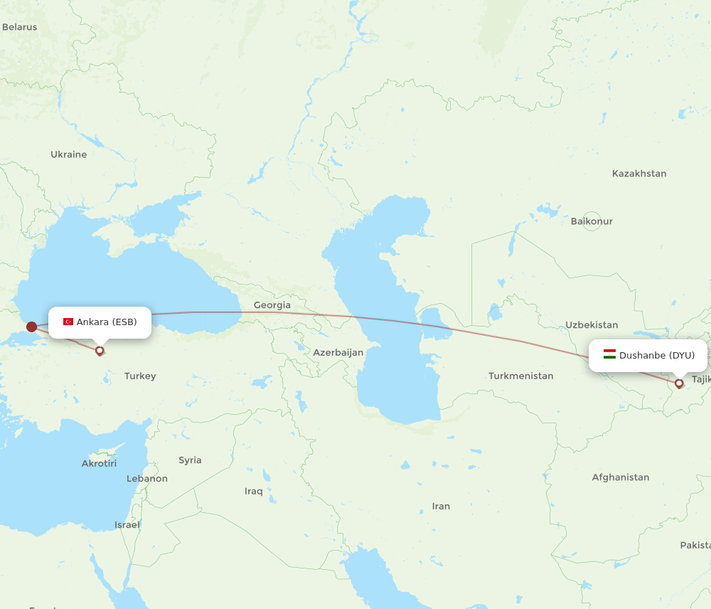 ESB-DYU flight routes