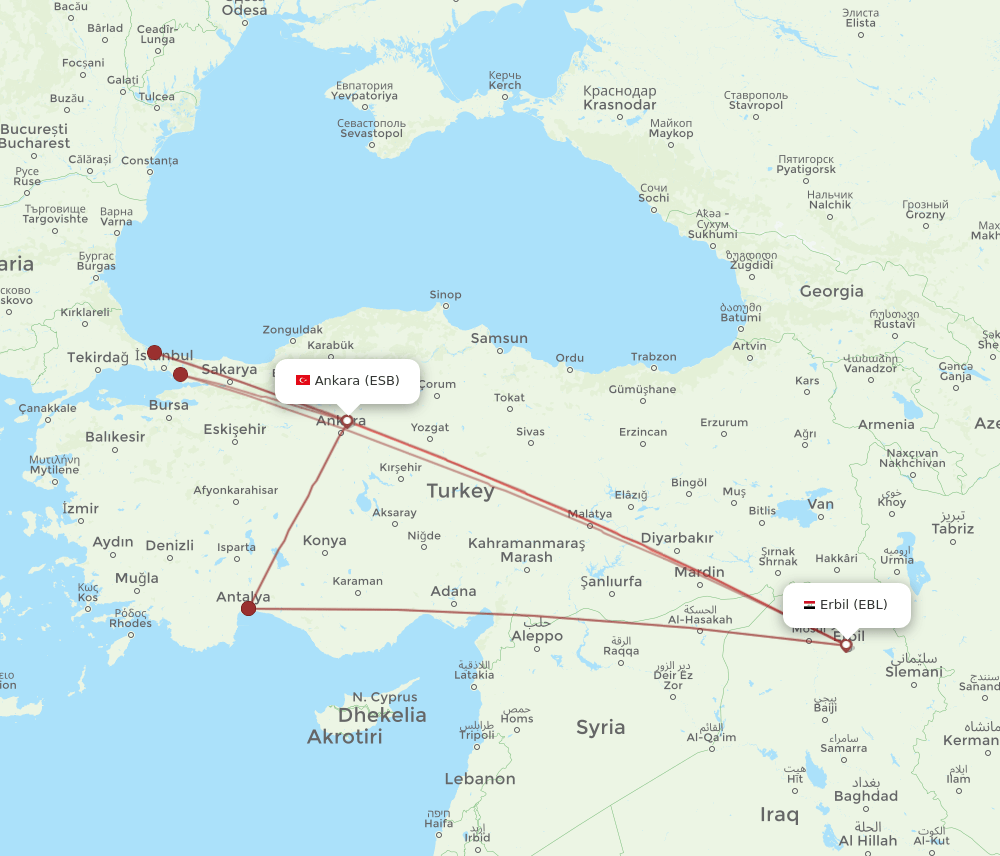 ESB-EBL flight routes