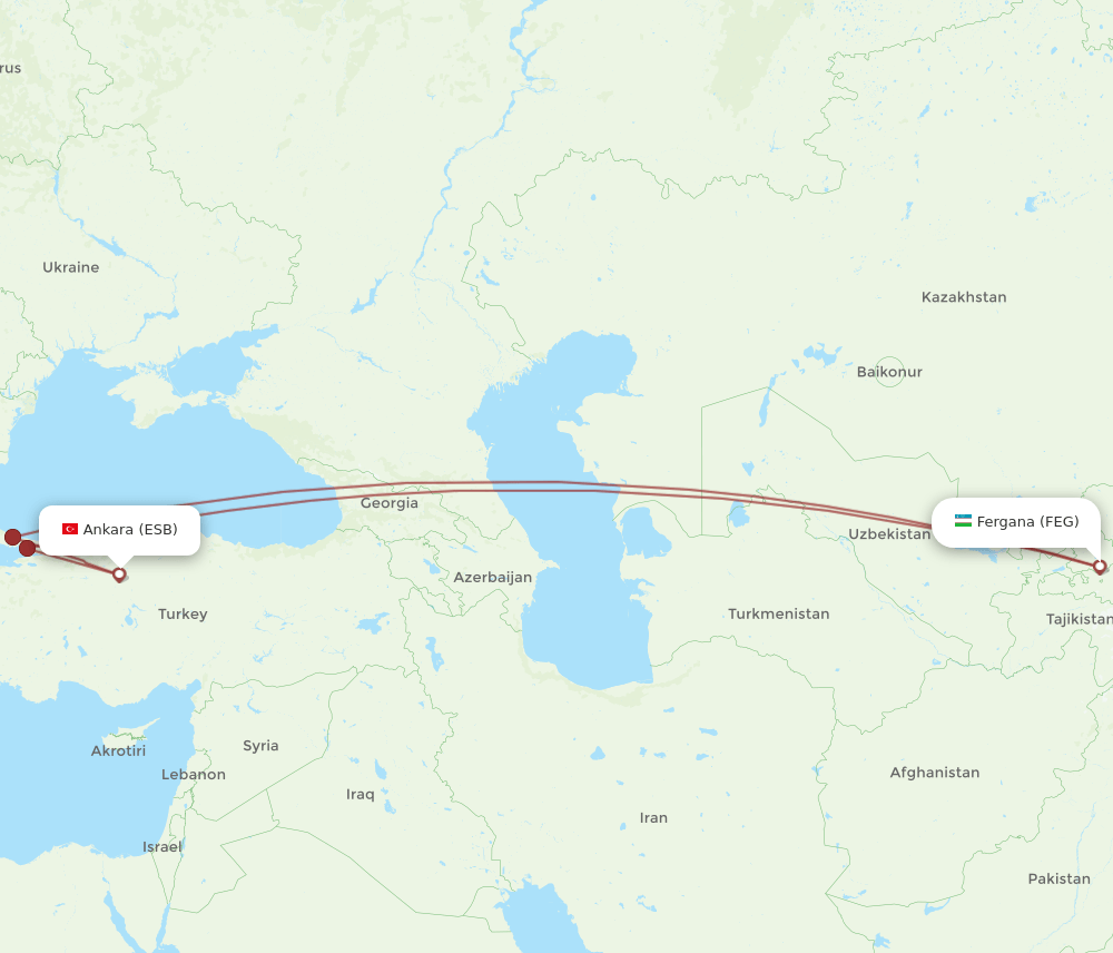 ESB to FEG flights and routes map