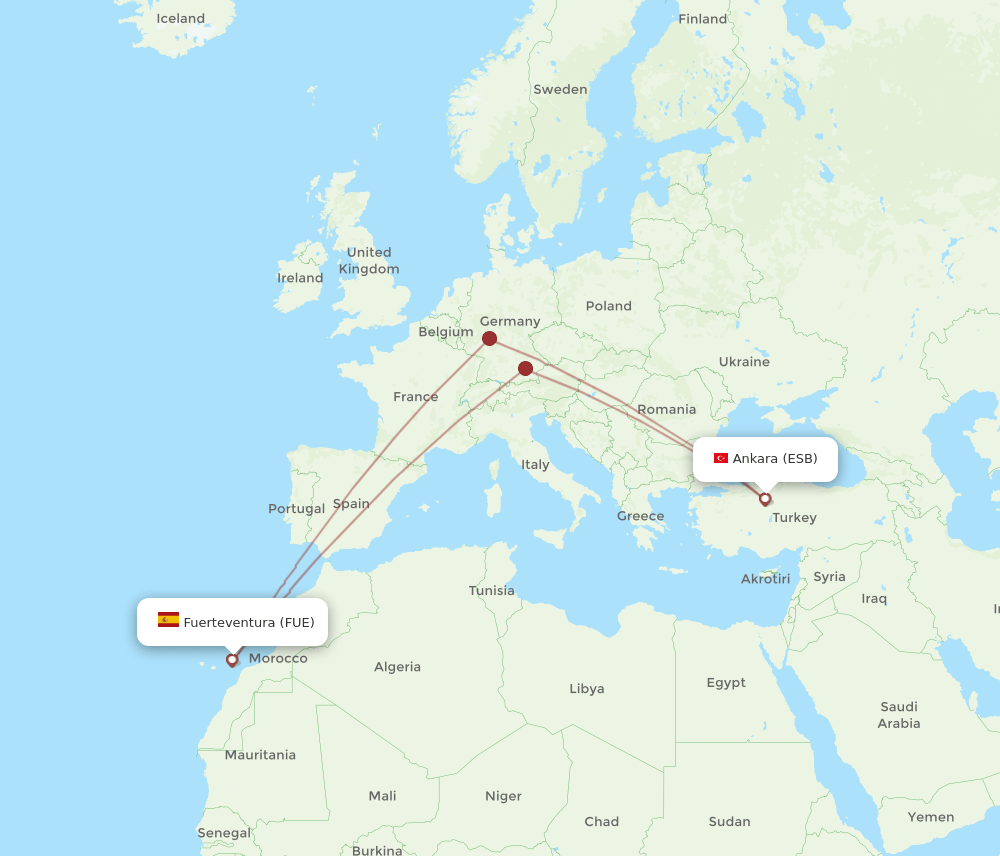 ESB-FUE flight routes