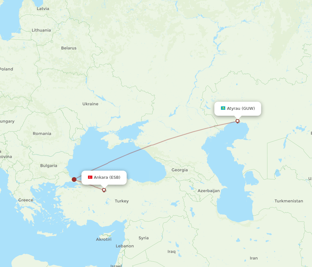 ESB-GUW flight routes