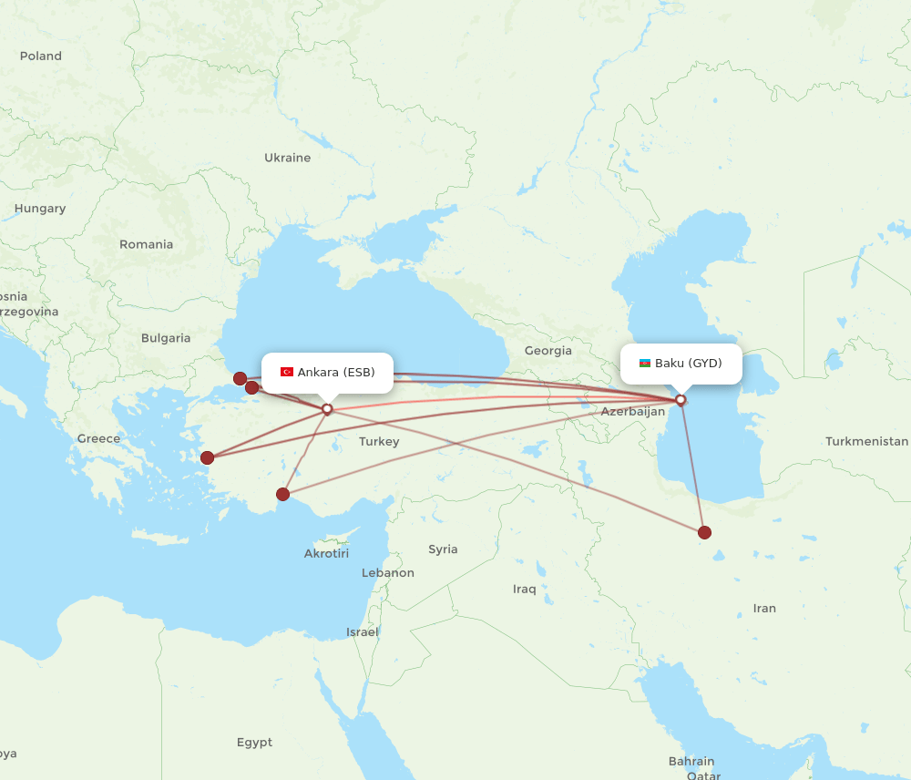 ESB-GYD flight routes